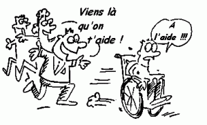 Aider une personne en fauteuil